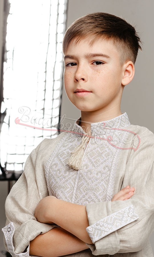 Вишиванка для хлопчика на сірому льоні 741-6+ - фото 4 vishivano4ka.com.ua