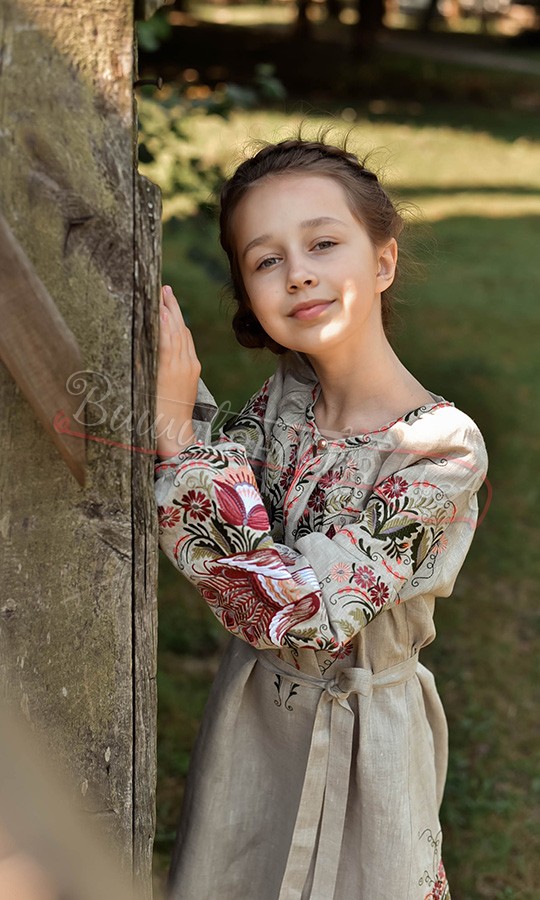 Платье для девочки из льна 4348 - фото 3 vishivano4ka.com.ua