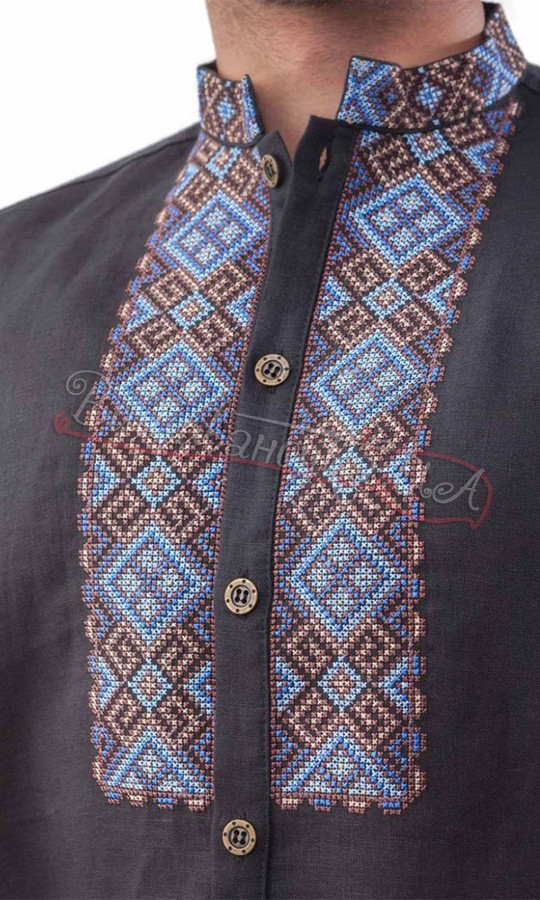 Чорна вишита сорочка SM 029 - фото 3 vishivano4ka.com.ua