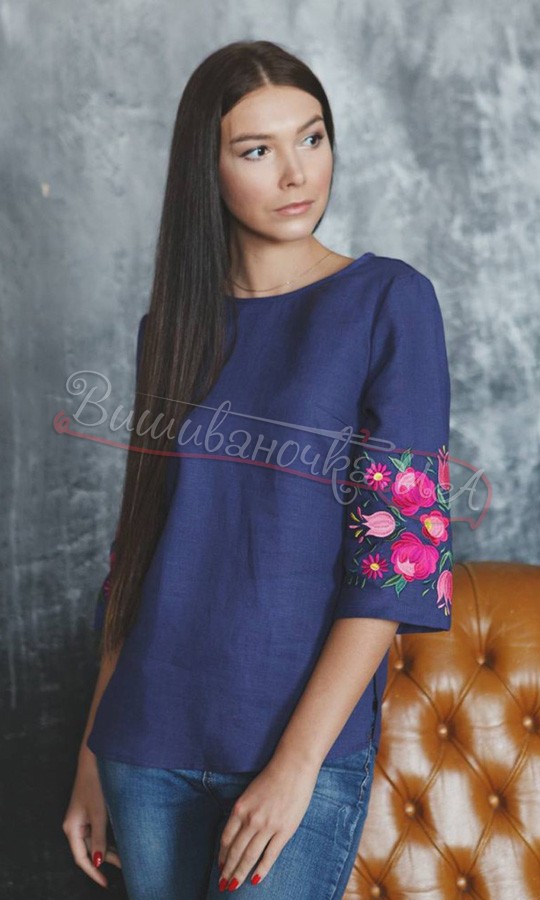 Жіноча блуза з льону BL 239 - фото 1 vishivano4ka.com.ua