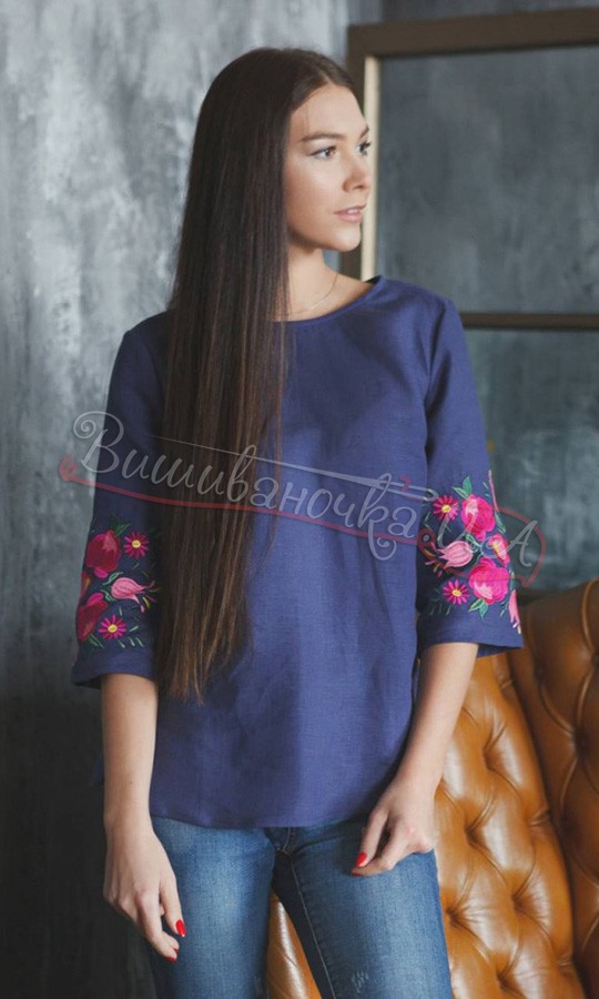 Жіноча блуза з льону BL 239 - фото 2 vishivano4ka.com.ua
