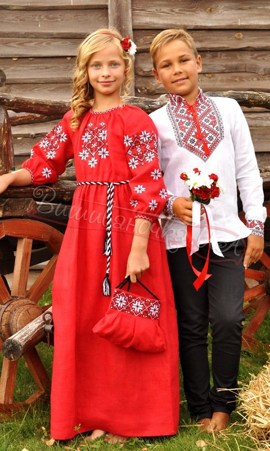 Комплект дитячих вишиванок для хлопця та дівчини ДПМ182 - фото 1 vishivano4ka.com.ua