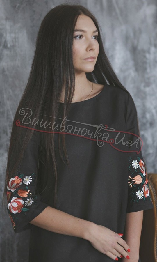 Женское платье из льна SL 175 - фото 3 vishivano4ka.com.ua