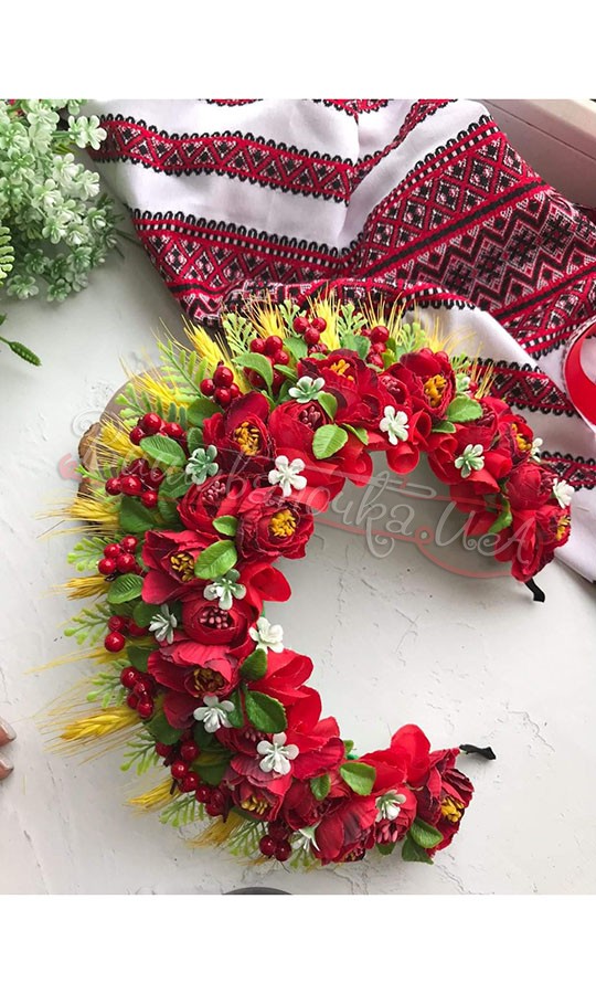 Вишуканий вінок ручної роботи В36 - фото 1 vishivano4ka.com.ua