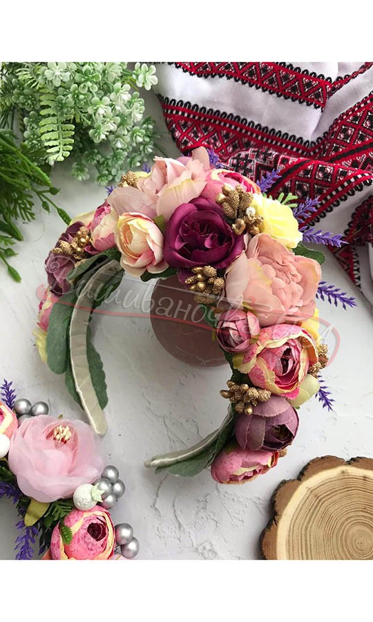 Вінок з квітів, ручна робота В44 - фото 2 vishivano4ka.com.ua