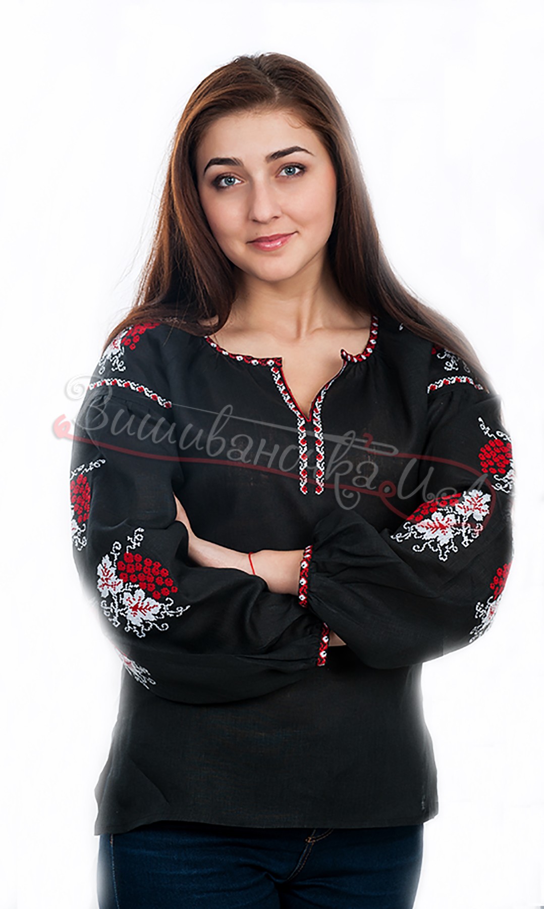 Вишиванка жіноча на чорному полотні 513-4 - фото 1 vishivano4ka.com.ua