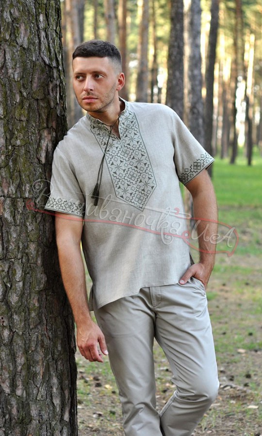 Вишиванка з натурального льону М16к - фото 2 vishivano4ka.com.ua