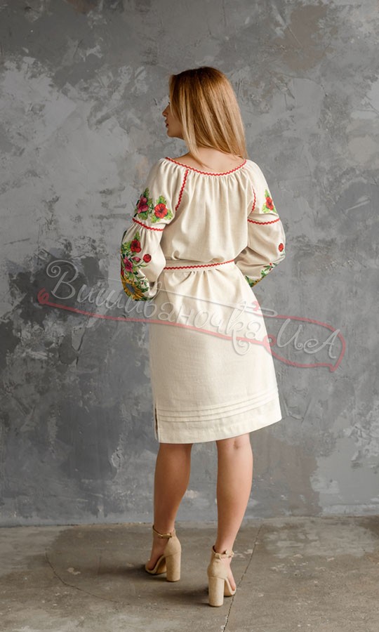 Платье с вышивкой подсолнухов 4556с - фото 3 vishivano4ka.com.ua