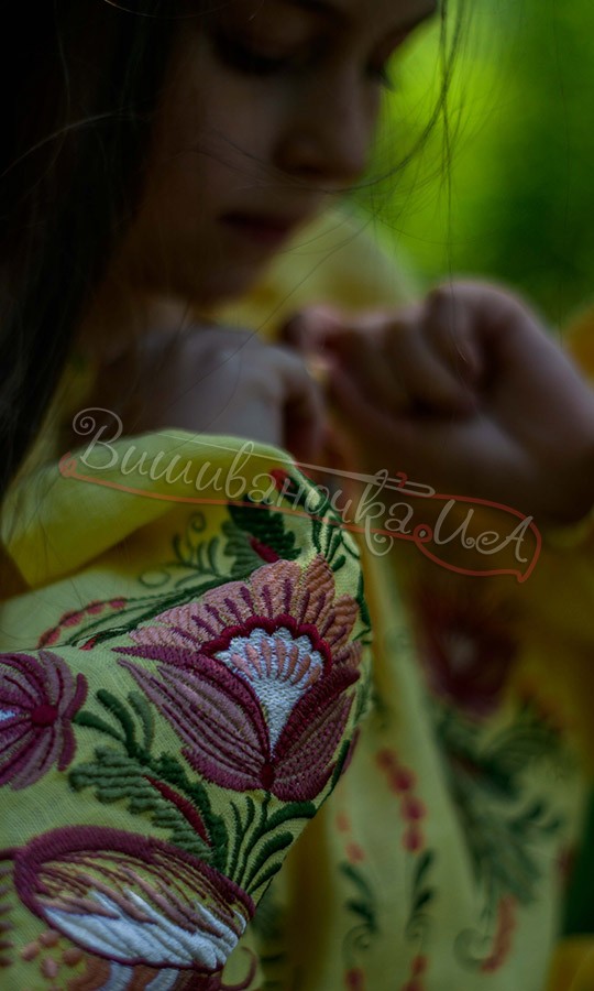 Желтое платье для девочки 4354 - фото 4 vishivano4ka.com.ua