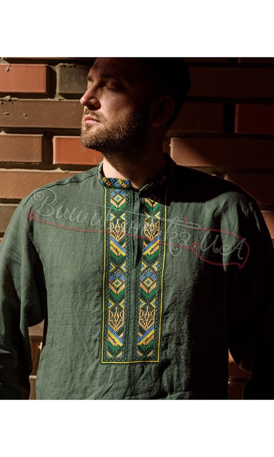 Мужская патриотическая рубашка 7404 - фото 4 vishivano4ka.com.ua