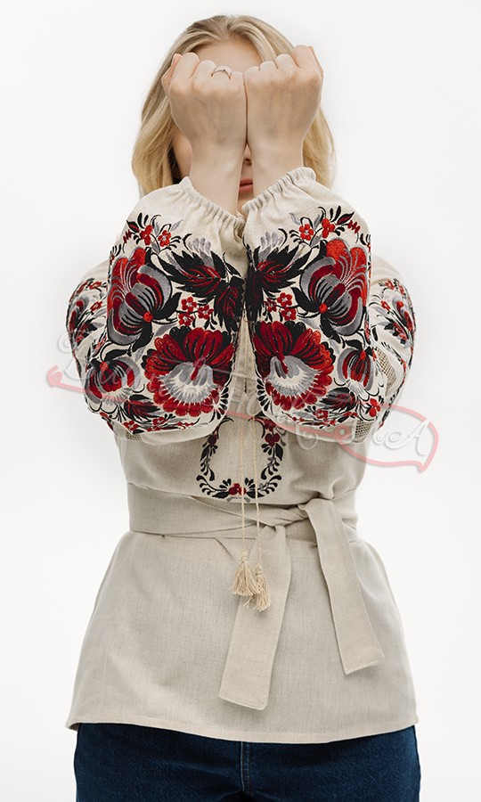 Жіноча вишиванка із Петриківським орнаментом 7496 - фото 3 vishivano4ka.com.ua