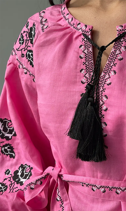 Рожева вишиванка з льону 1023 - фото 3 vishivano4ka.com.ua