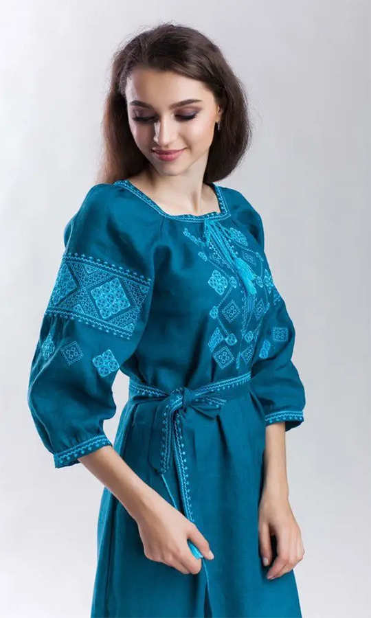 Лляне плаття з вишивкою 1521 - фото 2 vishivano4ka.com.ua