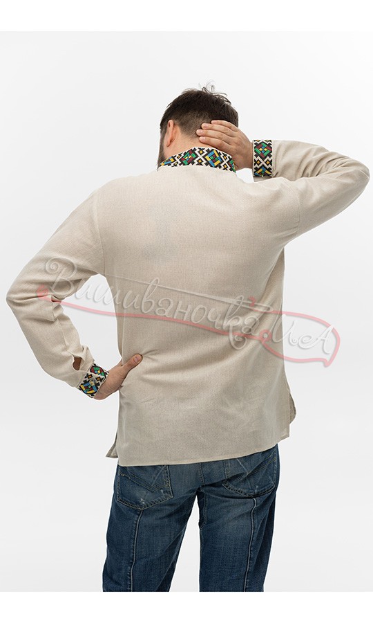 Вышитая мужская рубашка из льна Ч 7504 - фото 4 vishivano4ka.com.ua