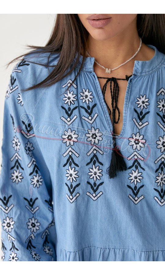 Блакитна сукня-вишиванка 0112 - фото 2 vishivano4ka.com.ua