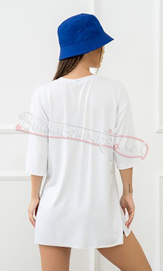 Біла жіноча футболка оверсайз 1391 - фото 3 vishivano4ka.com.ua