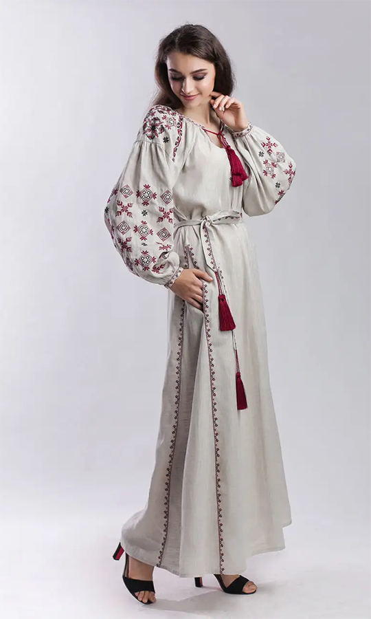 Довге лляне плаття 1538 - фото 1 vishivano4ka.com.ua