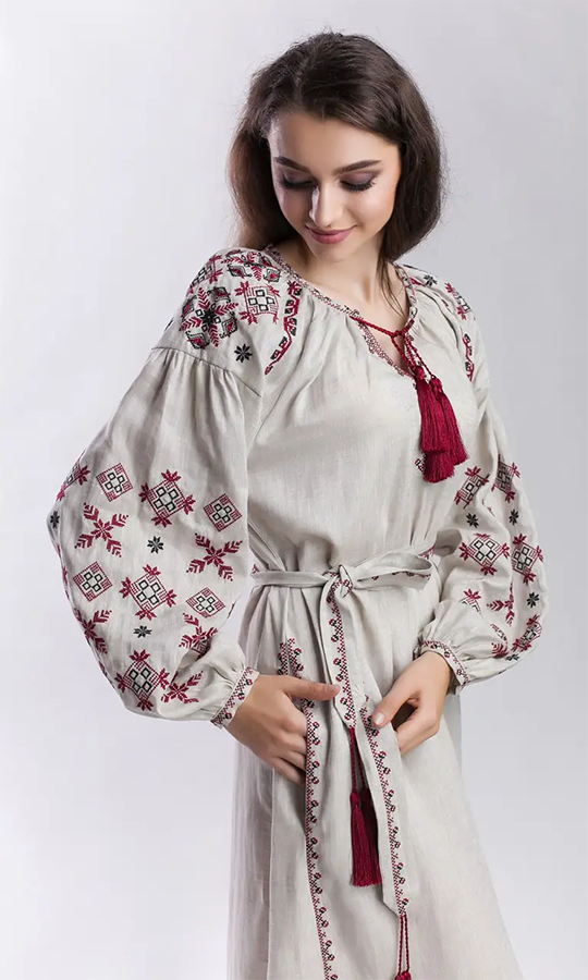 Довге лляне плаття 1538 - фото 2 vishivano4ka.com.ua