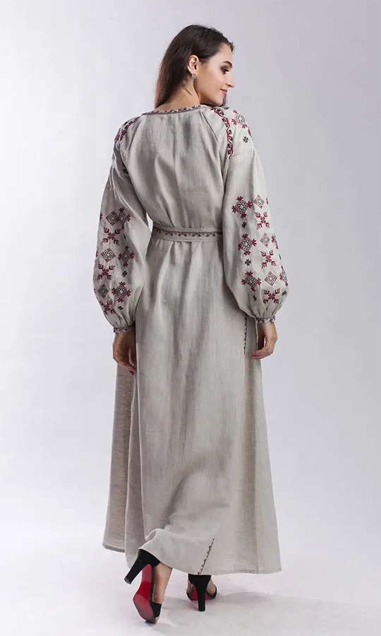 Довге лляне плаття 1538 - фото 3 vishivano4ka.com.ua