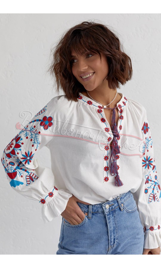 Бавовняна жіноча блуза 0117 - фото 1 vishivano4ka.com.ua