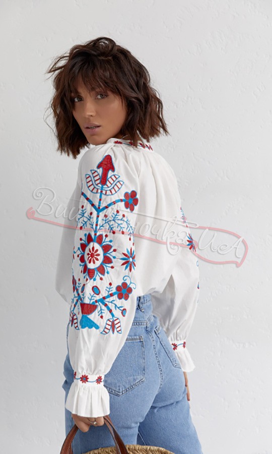 Бавовняна жіноча блуза 0117 - фото 2 vishivano4ka.com.ua