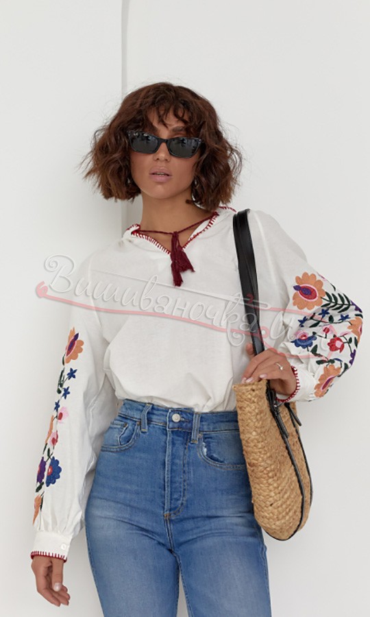 Вишиванка з квітковим узором на рукавах 0119 - фото 1 vishivano4ka.com.ua