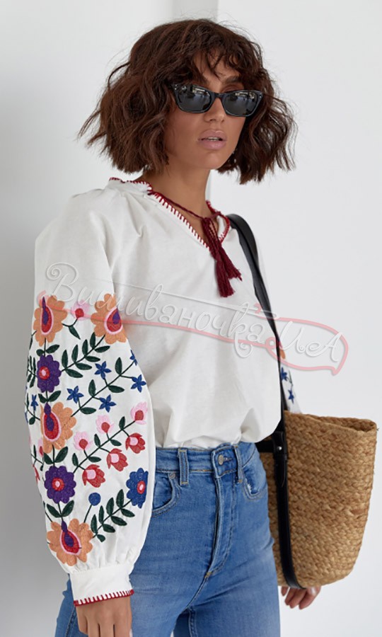 Вишиванка з квітковим узором на рукавах 0119 - фото 2 vishivano4ka.com.ua