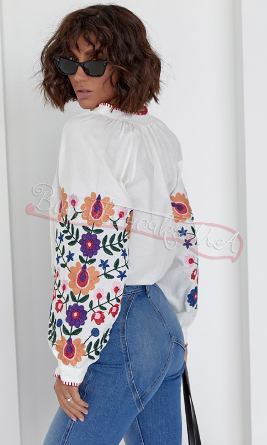 Вишиванка з квітковим узором на рукавах 0119 - фото 3 vishivano4ka.com.ua