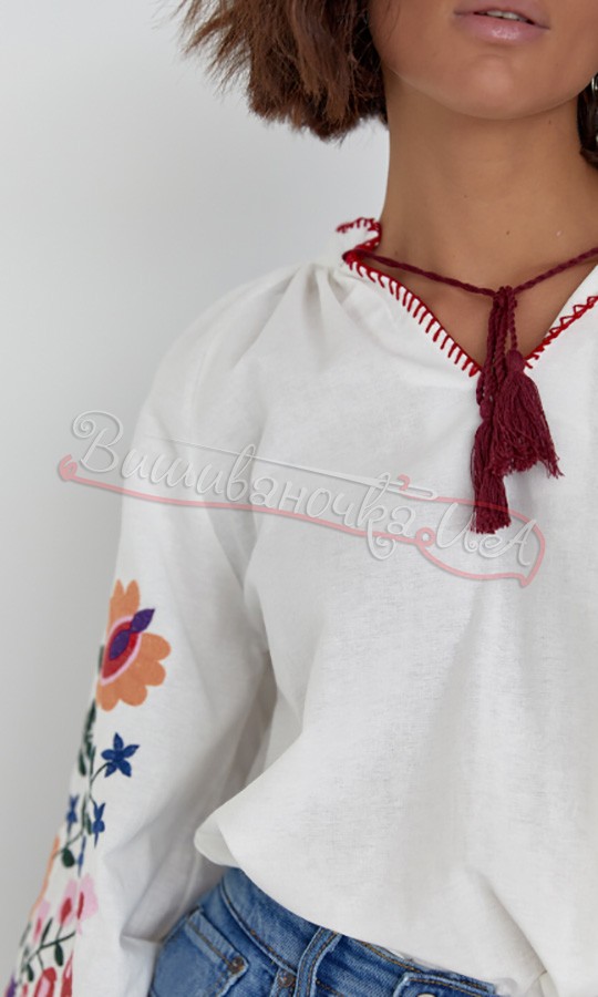 Вишиванка з квітковим узором на рукавах 0119 - фото 4 vishivano4ka.com.ua