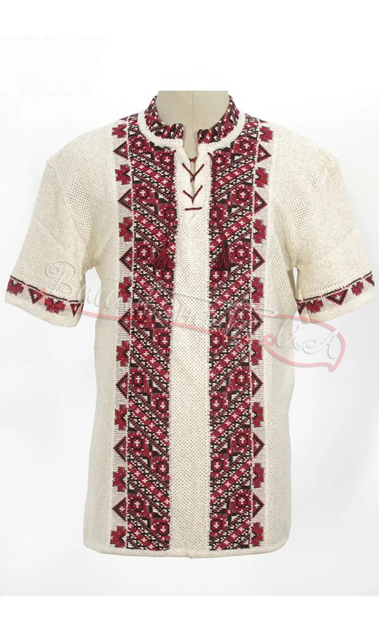 Вишиванка вязана з червоним узором 5348 - фото 1 vishivano4ka.com.ua