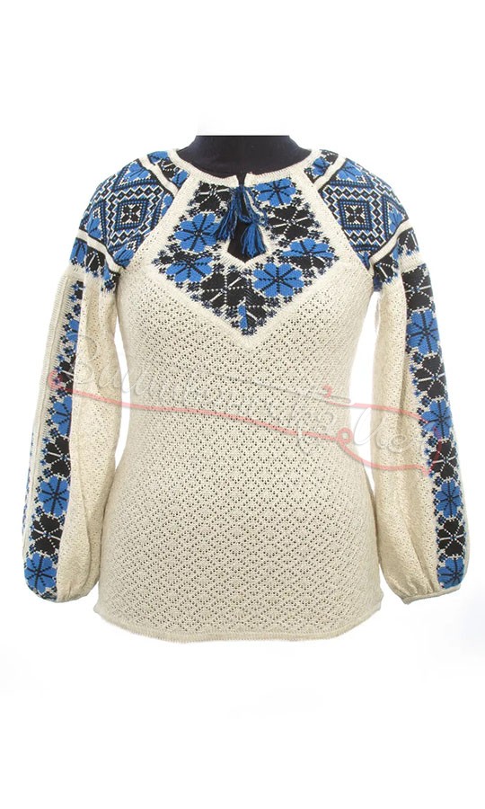 Жіноча вязана блузка, льон 5388 - фото 1 vishivano4ka.com.ua