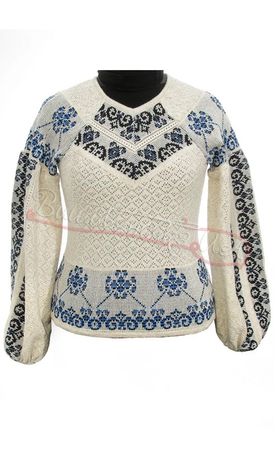 Жіноча вязана блузка, льон 5391 - фото 1 vishivano4ka.com.ua