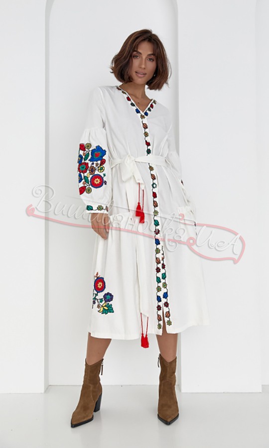 Сукня-вишиванка з квітковою вишивкою 5493 - фото 1 vishivano4ka.com.ua