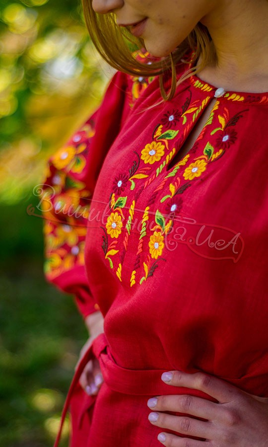 Червона вишиванка з візерунком 4594 - фото 4 vishivano4ka.com.ua