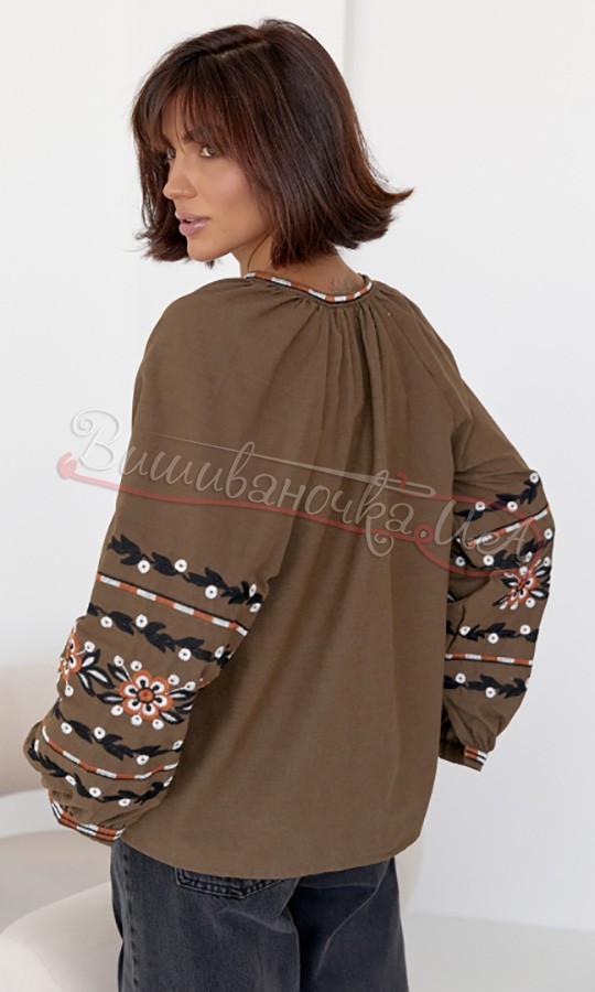 Жіноча вишита блуза на завязках 5539 - фото 2 vishivano4ka.com.ua