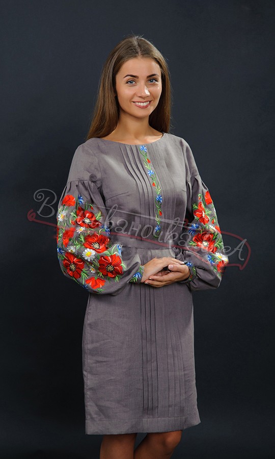 Вышитое дизайнерское платье из льна 4150 - фото 1 vishivano4ka.com.ua