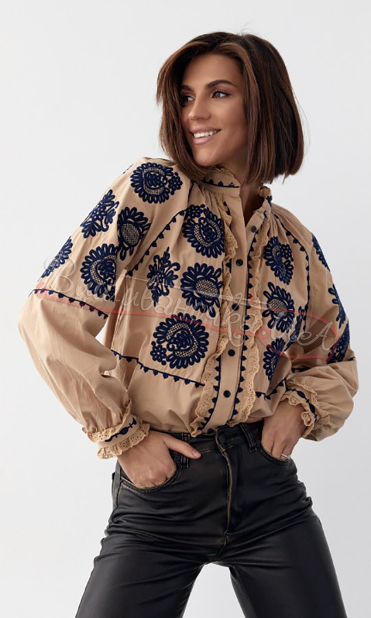 Вишита жіноча блуза на ґудзиках 5596 - фото 1 vishivano4ka.com.ua