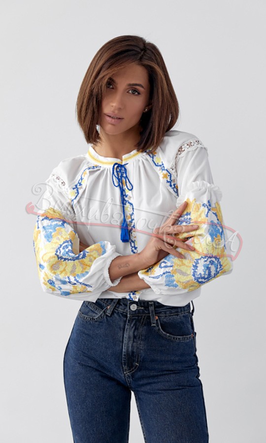 Жіноча блуза з вишивкою соняшників 05544 - фото 1 vishivano4ka.com.ua
