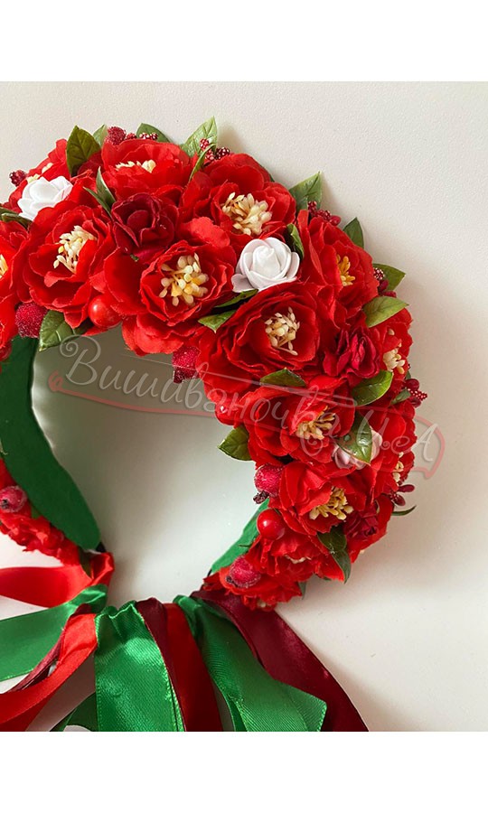 Віночок в червоних кольорах В47 - фото 3 vishivano4ka.com.ua