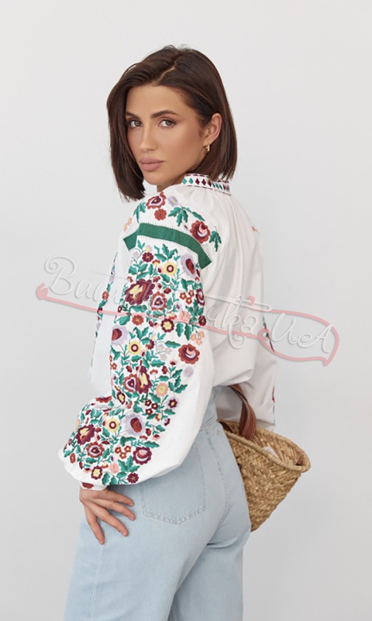 Жіноча сорочка з вишивкою квітів 5379 - фото 2 vishivano4ka.com.ua
