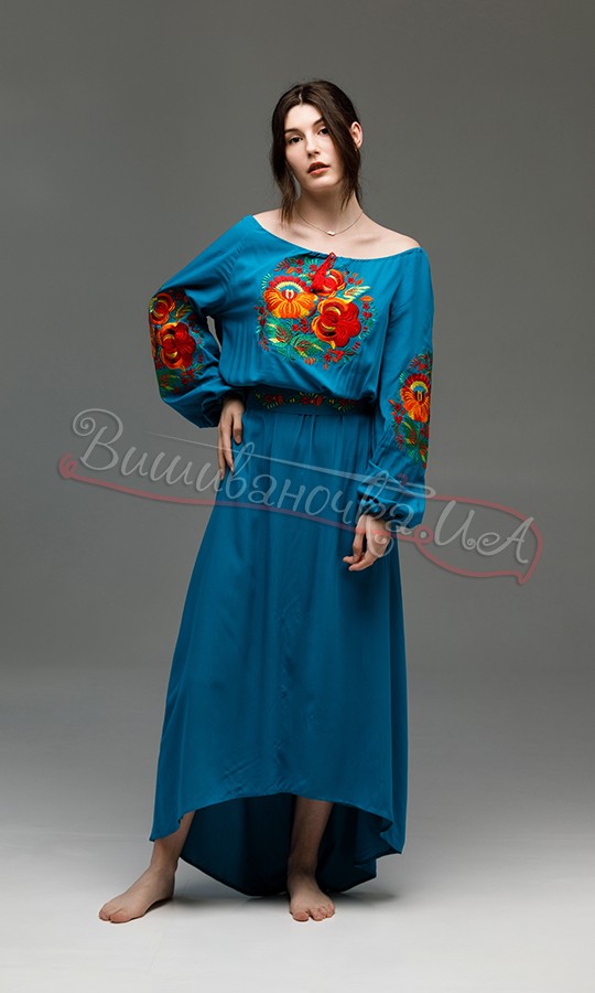 Довга вишита сукня 7501 (7502) - фото 4 vishivano4ka.com.ua