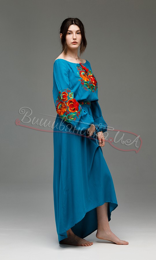 Довга вишита сукня 7501 (7502) - фото 5 vishivano4ka.com.ua