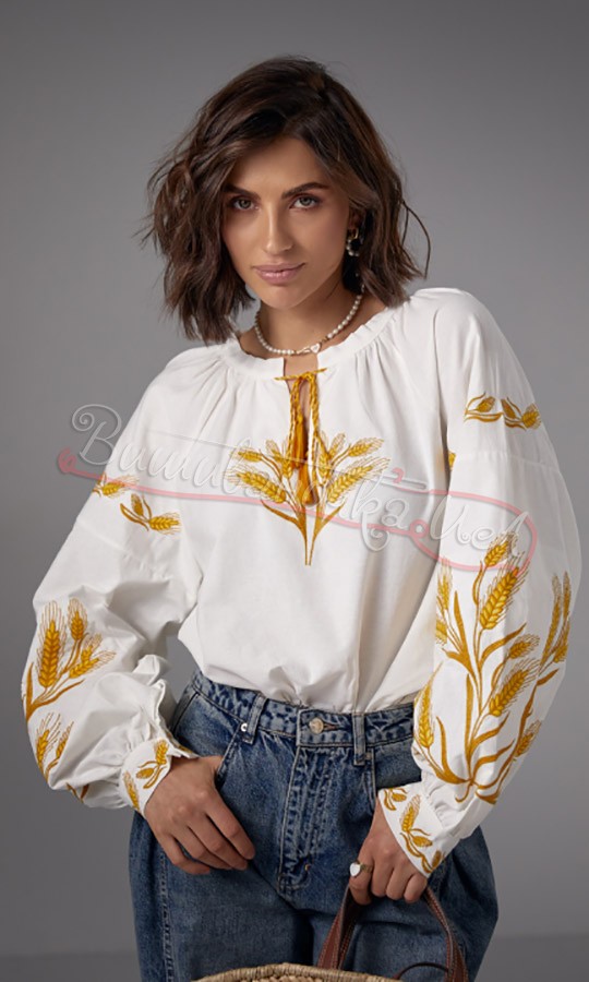 Жіноча сорочка з вишивкою колосків 5674 - фото 1 vishivano4ka.com.ua
