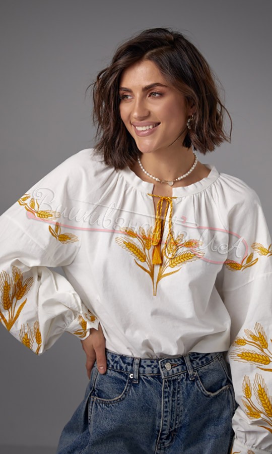 Жіноча сорочка з вишивкою колосків 5674 - фото 2 vishivano4ka.com.ua