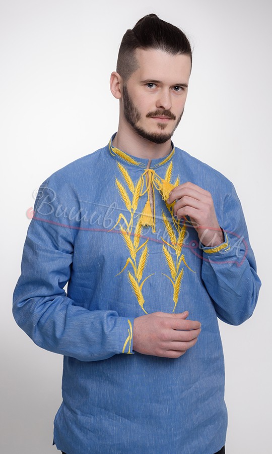 Мужская вышиванка с колосьями 352-6 - фото 2 vishivano4ka.com.ua