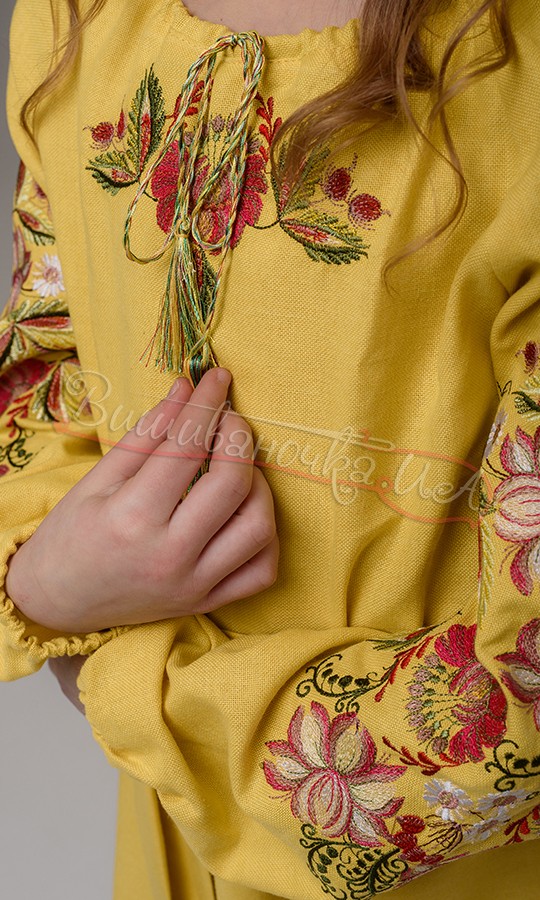 Детское платье желтого цвета 844-1 - фото 3 vishivano4ka.com.ua