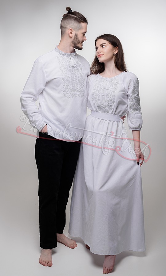 Жіноча довга сукня з сірим узором 117-1 - фото 3 vishivano4ka.com.ua