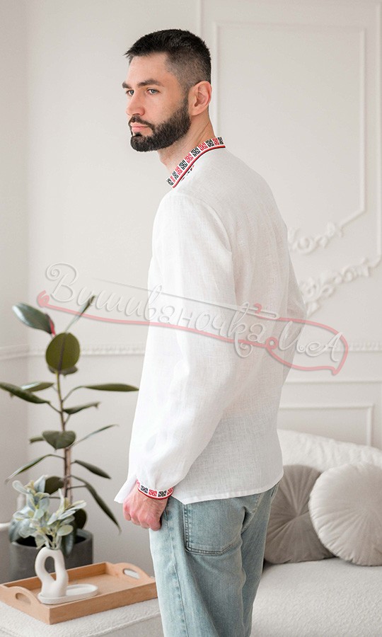 Чоловіча вишиванка на білому льоні 4263 - фото 3 vishivano4ka.com.ua