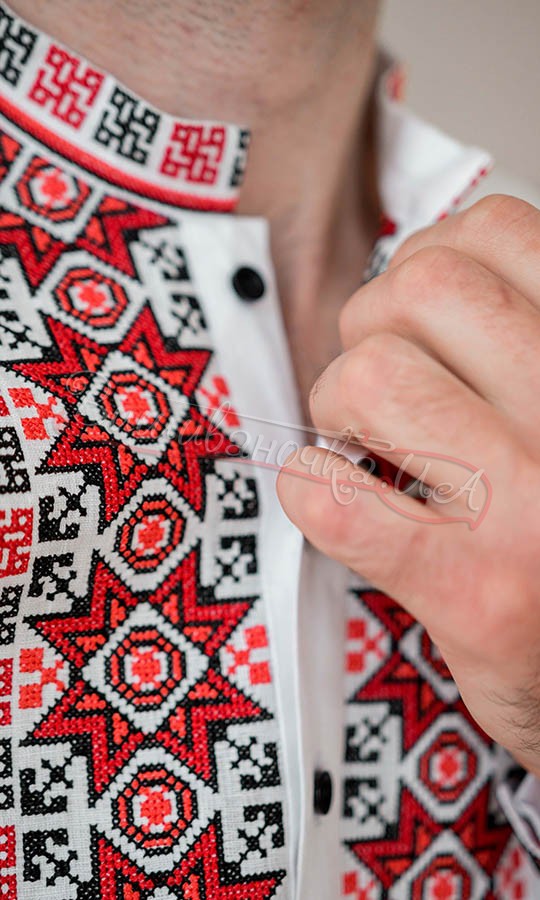 Чоловіча вишиванка на білому льоні 4263 - фото 4 vishivano4ka.com.ua