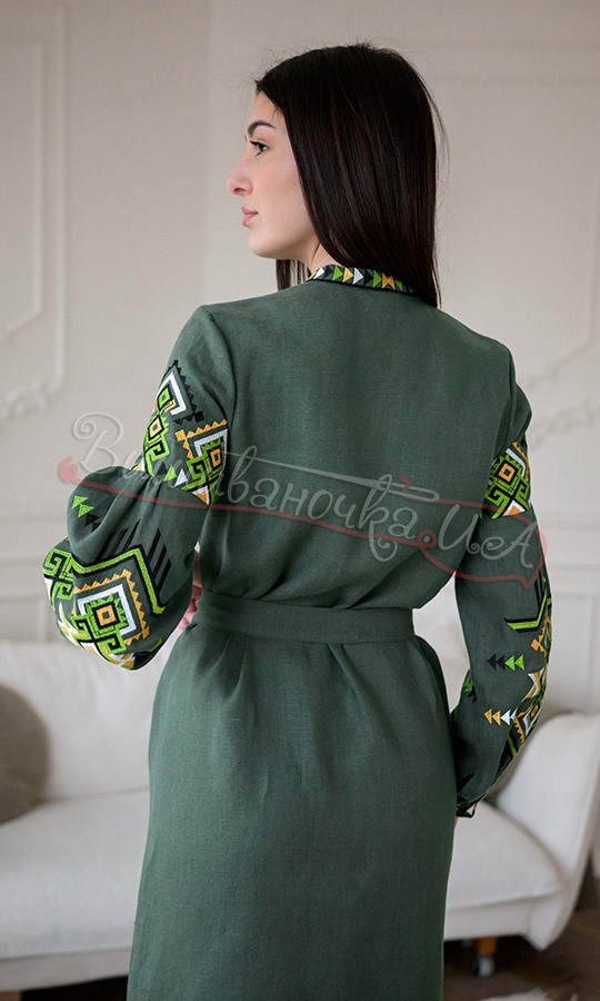 Сукня-міді зеленого кольору 4647 - фото 4 vishivano4ka.com.ua